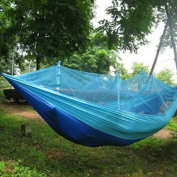 Moustiquaire en Tissu Parachute Hamac de Couchage 2 Personnes Lit Suspendu Anti-Moustiques Hamac de Camping Chasse en Plein Air