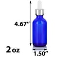 thumbnail image 1 of Cobalt Blue Glass Boston Round Bottle with Silver Metal and Glass Dropper (12 Pack), 1 of 2