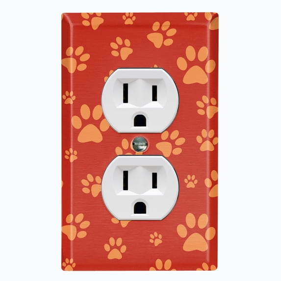 Metal Light Switch Plate Cover Puppy Dog Paw Prints Burnt Orange DOG032