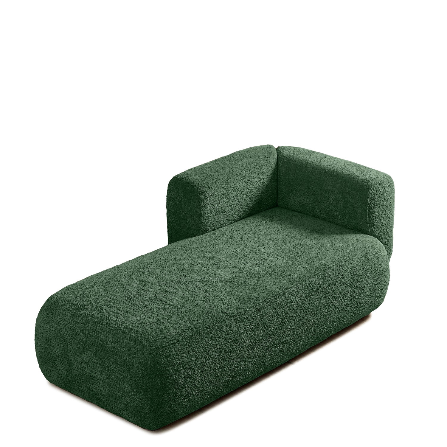 Hommoo 64" Boucle Upholstered Chaise Lounge Chair, Modern Tufted Leisure Sofa Chaise Sofa for Living Room, with Right Arm, Green