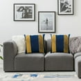 thumbnail image 3 of Acheng  Set of 2 Decorative Throw Pillow Covers Navy Blue White Patchwork with Gold Leather Pillow Covers Cushion Covers Decor Living Room Sofa Bedroom Car White, 3 of 6