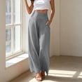thumbnail image 2 of VBVC Women's High Waisted Wide Leg Yoga Pants , Flowy Stretchy Trousers For Women,Ladies' Casual Palazzo Pants with Pockets,Gray,S-2XL, 2 of 10