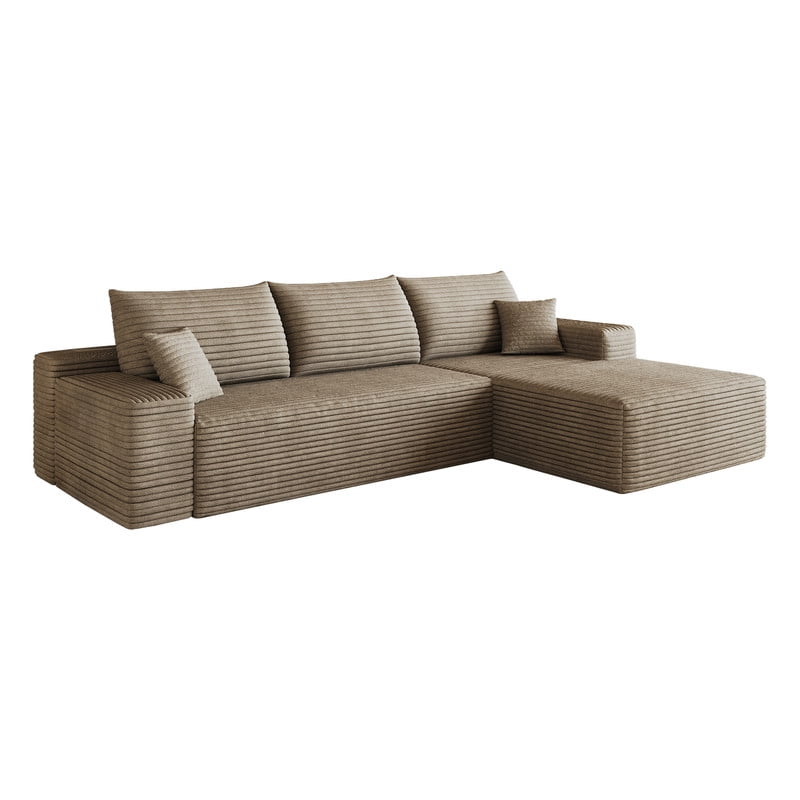 107" Cloud Sectional Sofa with Right Facing Chaise, Modern Modular Deep Seat Couch, Plush Corduroy Upholstered Sofa for Living Room, Bedroom & Apartment, No Assembly Required