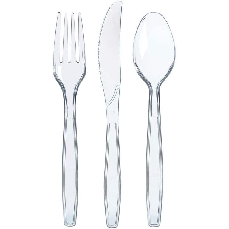 Prestee 300 Clear Plastic Silverware Set Disposable Plastic Utensils