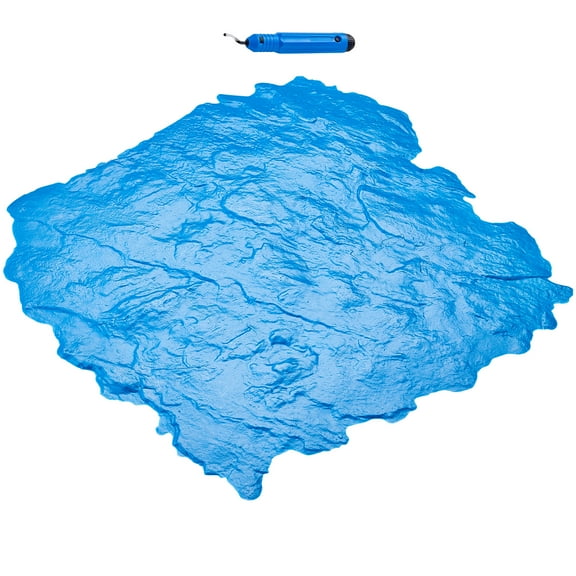 KFFKFF Concrete Stamps Mat, 18 x 18 in, Polyurethane Texturing Skin with Stone Tile Pattern, Slate Floor Imprint Seamless Mold for Outdoor Decoration, Blue