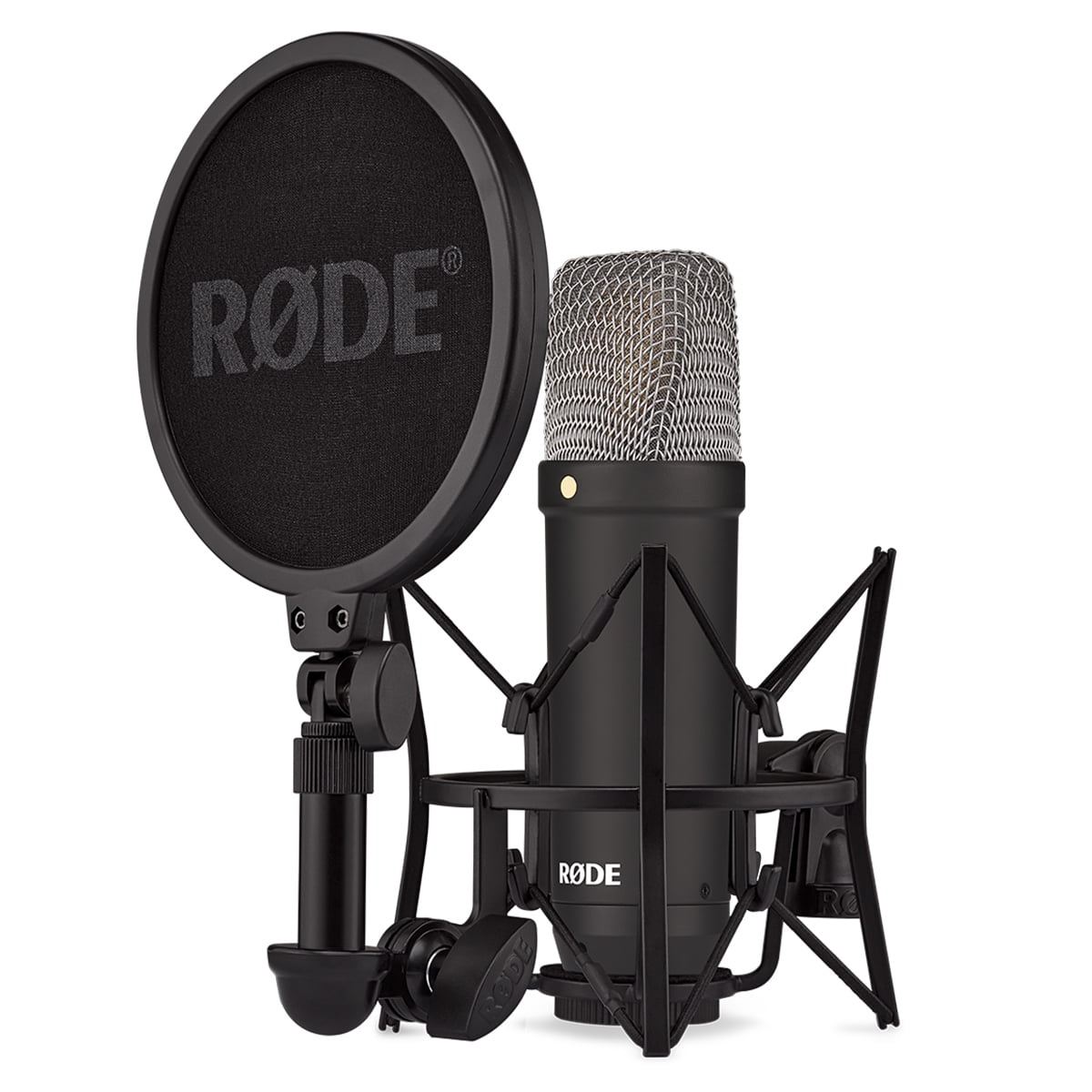 Rode Signature Series NT1 Cardioid Condenser Studio Microphone, Black, Bundle with H&A Microphone Stand and TAPH100 Studio Monitor Headphones