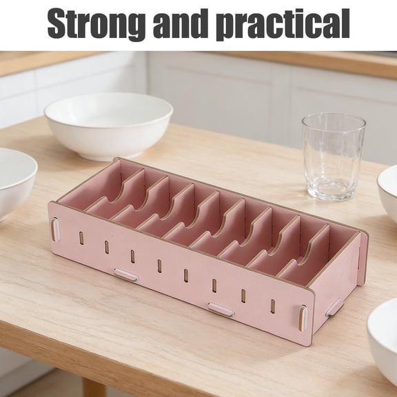 ETHZZLE Wood Desktop Business Card Holder Pink with Drawer Organizer for Office Desk
