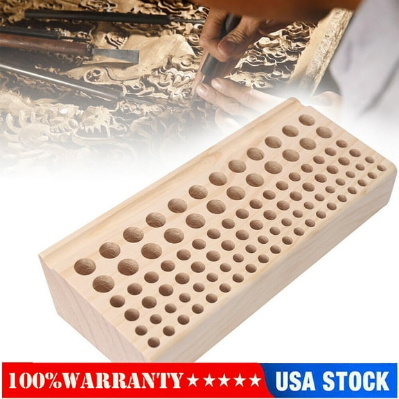 98 Holes Leather DIY Craft Wood Tool Rack Wooden Stamp Storage Holder Organizer