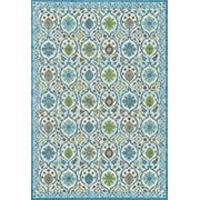 Pismo Ornamental Flora/Fauna Rug, Aqua/Meadow Green, 5ft x 8ft Area Rug