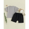 thumbnail image 4 of Bslissey Toddler Baby Boys Summer Outfits Short Sleeve Letter Print T-shirt Tops with Elastic Waist Shorts 2Pcs Infant Casual Short Pants Sets 6M 12M 18M 24M 3T, 4 of 9