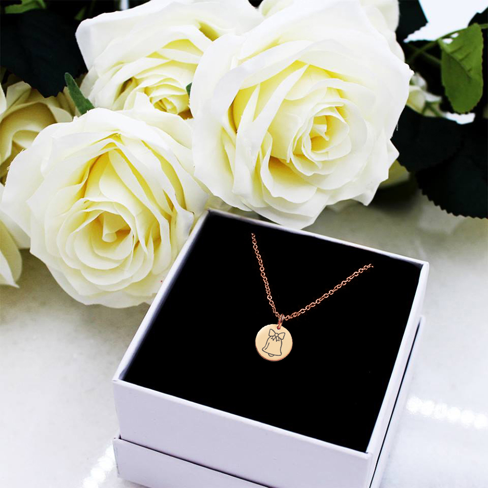 Anavia Round Christmas Bell Stainless Steel Rose Gold Disc 10mm Pendant Jewelry with Gift Box