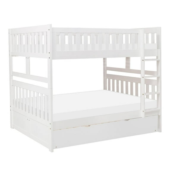 Lexicon Galen Transitional Wood Full over Full Bunk Bed with Trundle in White