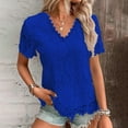 thumbnail image 2 of Womens Tops Summer Top for Women Lace Crochet Embroidery Crewneck Casual Short Sleeve Elegant Work Blouse Trendy, 2 of 5