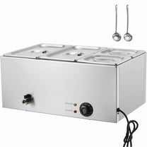 KFFKFF Electric Catering Buffet Warmer, 4-Compartment, 16.4QT, 1200W, Adjustable Heat (86-185°F), Durable Stainless Steel, Ideal for Food Service, Silver