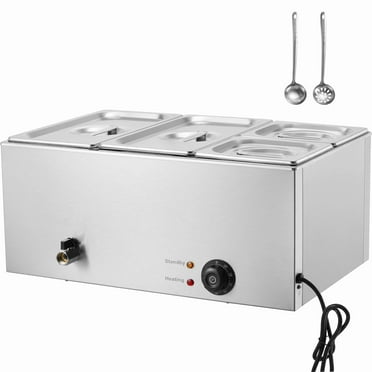 KFFKFF Electric Catering Buffet Warmer, 4-Compartment, 16.4QT, 1200W, Adjustable Heat (86-185°F), Durable Stainless Steel, Ideal for Food Service, Silver