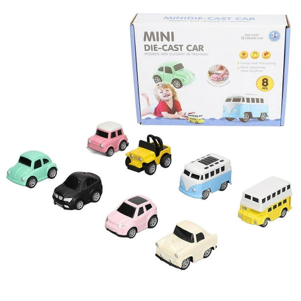 8pcs Pull Back Car Set Children Alloy Simulated Cute Vehicle Model Toy Birthday Gift Decoration