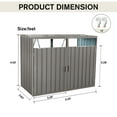 thumbnail image 6 of CoSoTower Garbage Bin Shed Stores 2 Trash Cans Metal Outdoor Bin Shed for Garbage Storage,Stainless Galvanized Steel, Bin Shed for Garden Yard Lawn,Grey, 6 of 9