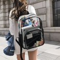 thumbnail image 6 of Clear PVC Backpack 12L Transparent Shoulder Bag with Mesh Pockets Racing Splash Pattern, 6 of 7