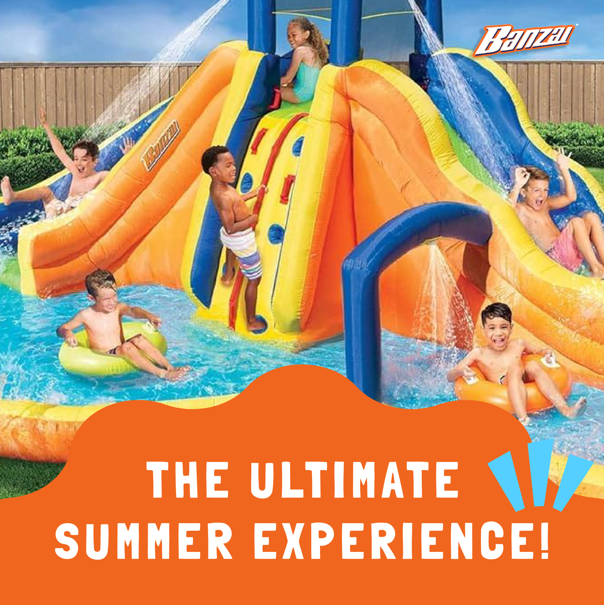 Banzai Rapid Falls Water Park with Dual Slides, Climbing Rope