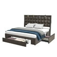 thumbnail image 6 of Uforic Queen Size Upholstered Bed with Charging Station, LED Bed Frame with Headboard, Grey, 6 of 7