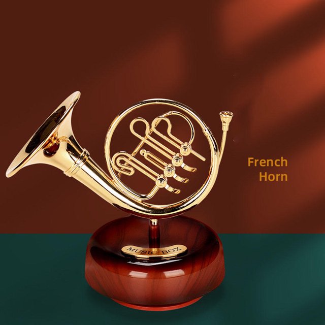 Creative Musical Instrument Ornament Violin Music Box Model Saxophone Retro Guitar Lute With Rotating Base, Classical Box Home Decoration Gift
