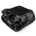 thumbnail image 2 of PAVILIA Faux Fur King Bed Blanket Tie-Dye Black, Soft Fuzzy Warm Sherpa Blanket for Bed, Fluffy Plush Thick Fleece Blanket for Couch Sofa, Reversible Furry Shaggy Large Blanket, Black 90x108, 2 of 7