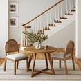 thumbnail image 2 of Nathan James Bailey 19 in. Boucle Dining Chair, Upholstered Side Chair with Natural Woven Rattan Back and Solid Wood Legs, Light Brown, Set of 2, 2 of 3