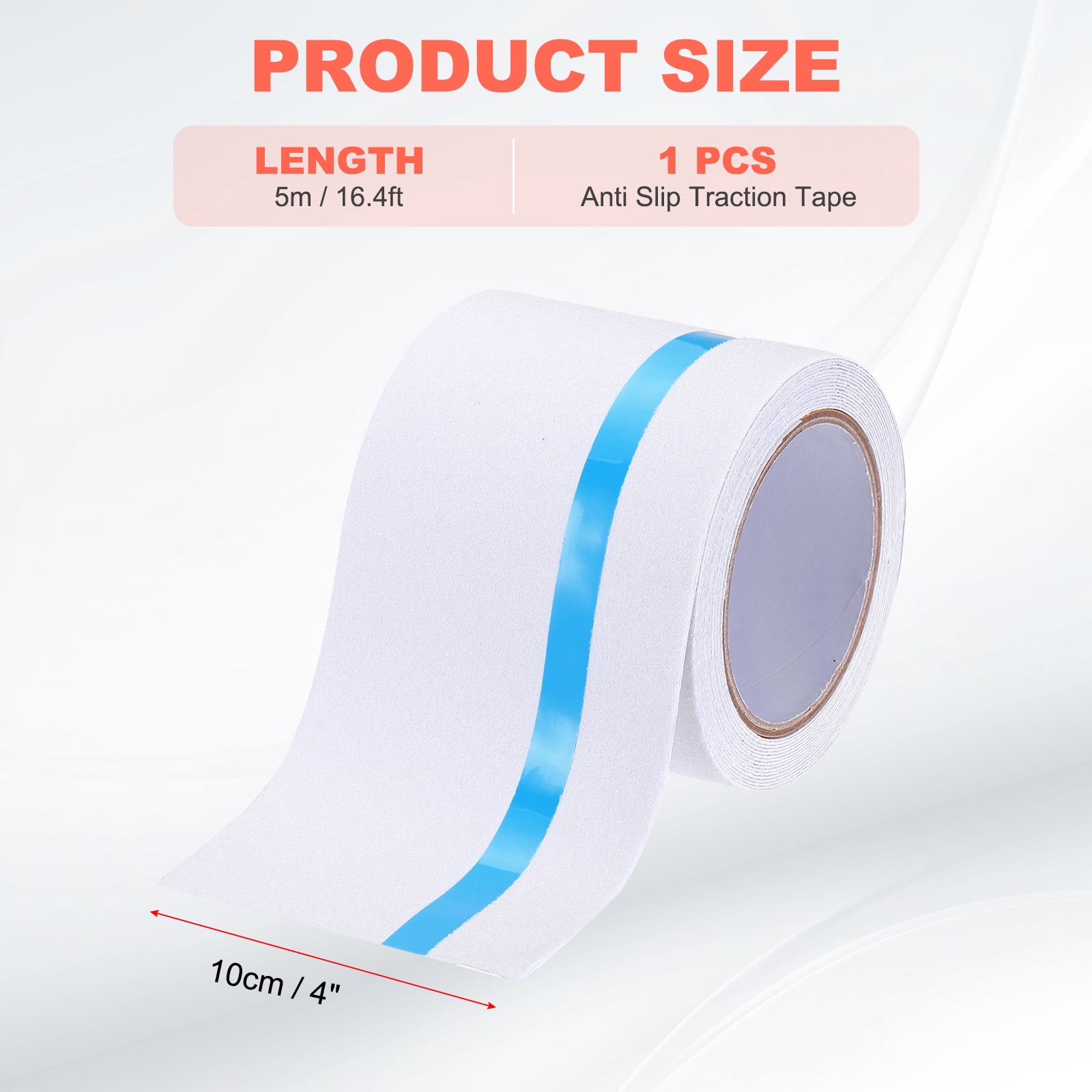 Anti Slip Traction Tape 4 Inch x 16.4ft Stair Grip Friction Adhesive Non Skid Tape Waterproof White with Blue Tape