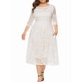 thumbnail image 5 of Womens Floral Lace Plus Size Midi Dress Scooped Neckline Cocktail Party Dresses White L, 5 of 8