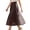 Coffee, variant on Womens Casual Mesh Midi Skirt Pleated A Line Long Skirt with Elastic High Waist Layered Tulle Flared Hem for Daily Wear