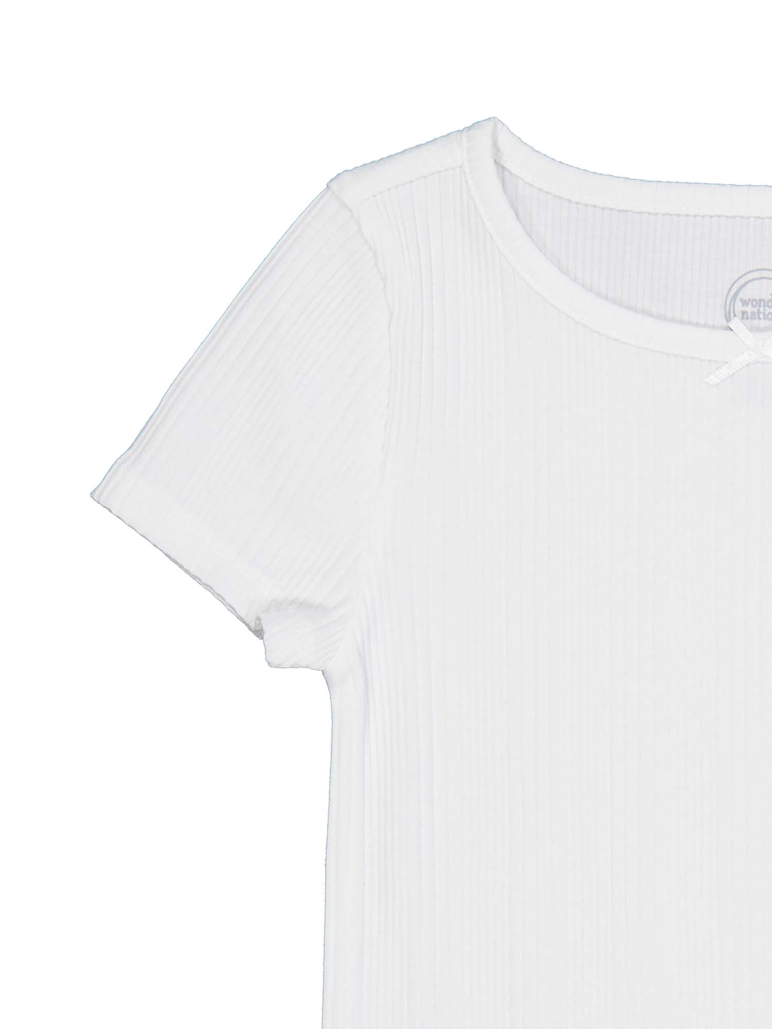 Wonder Nation Girls Short Sleeve Rib Tee, Sizes 4-18 & Plus
