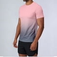 thumbnail image 5 of Men's Athletic T-Shirts Gradient Ombre Short Sleeve Crew Neck Slim Fit Workout Top Performance Quick Dry Lightweight Stretch Tee for Running Training Outdoor Bodybuilding Fitness, 5 of 8