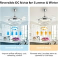 thumbnail image 4 of Sedeke 42'' Ceiling Fans with Light, Silver Retractable Crystal Chandelier Fan, Reversible, Remote Control, Dimmable Ceiling Light Kits for Dining Living Room Silver, 4 of 12