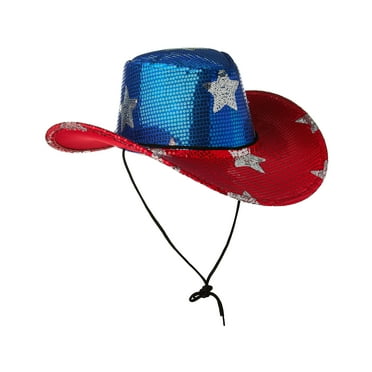 Patriotic Light-Up Sequin Cowboy Hat, Red/White/Blue, One Size, by Way To Celebrate