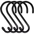 thumbnail image 1 of HiGift Ganchos en S grandes de 6.0 in para colgar, resistentes, antideslizantes, con revestimiento de vinilo, gancho en S para armario, acero, metal, negro, con revestimiento de goma, ganchos en S par, 1 of 5