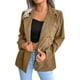 thumbnail image 1 of Chaquetas de traje estilo casual informal de manga larga con bolsillo de color sólido para mujer, chaqueta de oficina de trabajo, chaqueta con botones de solapa,blazer moda（Caqui， M), 1 of 5