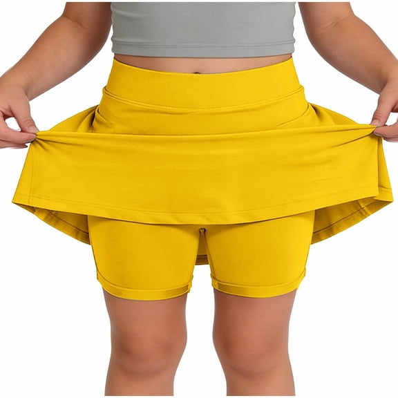 Fiaer Skorts for Girls Dressy Casual Athletic Golf Tennis Short Skirts Summer Skort with Pockets,Size 4-12 Years Yellow 160