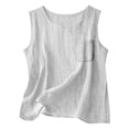 thumbnail image 5 of YAZHPA Hauts en Lin pour Femmes, Débardeurs en Coton et Lin pour Femmes, Chemises d'Été Sans Manches Décontractées à Col Rond, Blanc TG, 5 of 5