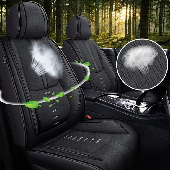 LAONNVIR Seat Covers for Ford Bronco Sport 2021-2024 Car Seat Covers Full Set 5 Seats Waterproof Faux Leather Car Seat Cushion Protector Compatible Airbag (Black)