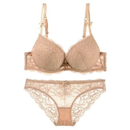 GENGING Lingerie for Women Thin Sponge Transparent Bra With Large Chest And Small Lace Women s SexyGather And Lift For Breathability Lingerie Bra Set