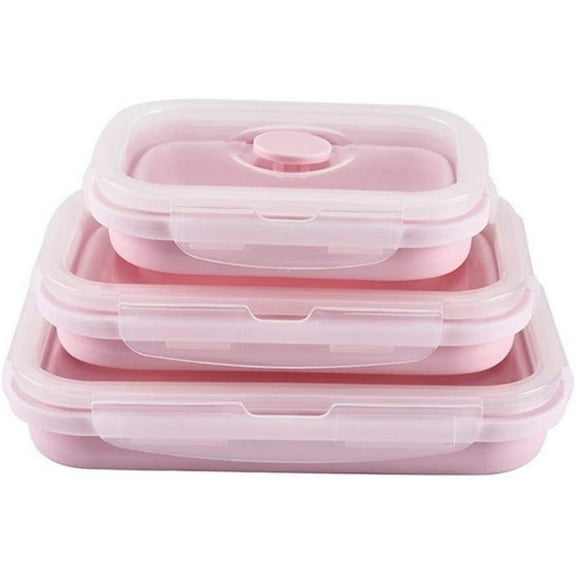 Casewin Collapsible Food Storage Containers Silicone Collapsible Bowls with Airtight Lids for Camping - Set of 3 Silicone Food Storage Containers -Microwave and Freezer Safe