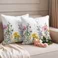 thumbnail image 2 of Spring Flowers Pillow Covers 2 Pack Watercolor Country Pink Yellow Blue Floral Leaf Pillowcase Waterproof Outdoor Throw Pillow Cover for Patio Garden Square Cushion 20”x20”, 2 of 9