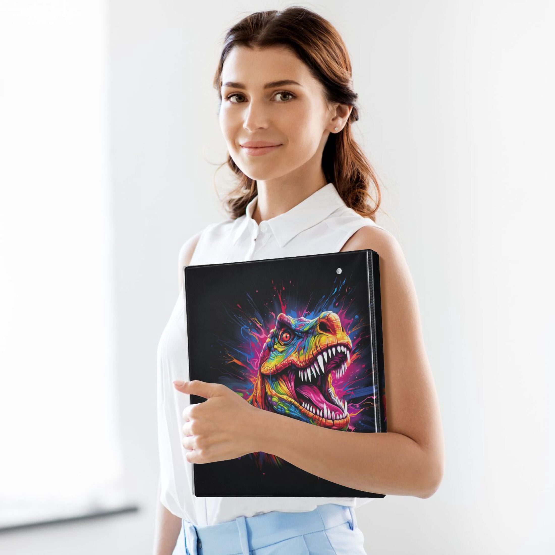joogoo Cool Dinosaur Hardcover 3 Ring Binder 1.5" Round Rings Interior Pockets Binders Organizer 1 Pack