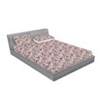 thumbnail image 2 of Floral Fitted Sheet & Pillow Sham Set, Pastel Colors with Watercolor Effect Forest Flowers Blooming With Leaf Print, Decorative Printed 3 Piece Bedding Decor, Queen, Reseda Green Lilac, by Ambesonne, 2 of 2