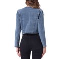 thumbnail image 3 of Chaqueta de mezclilla recortada INSPIRE CHIC para mujer, bolero casual sin cuello y de frente abierto XL azul polvoriento, 3 of 6