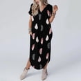 thumbnail image 3 of Summer Plus Size Dresses for Womens 2025 Fashion Sexy Printing Pocket Short Sleeve V-Neck Dress Clearance Under 5$!, 3 of 6