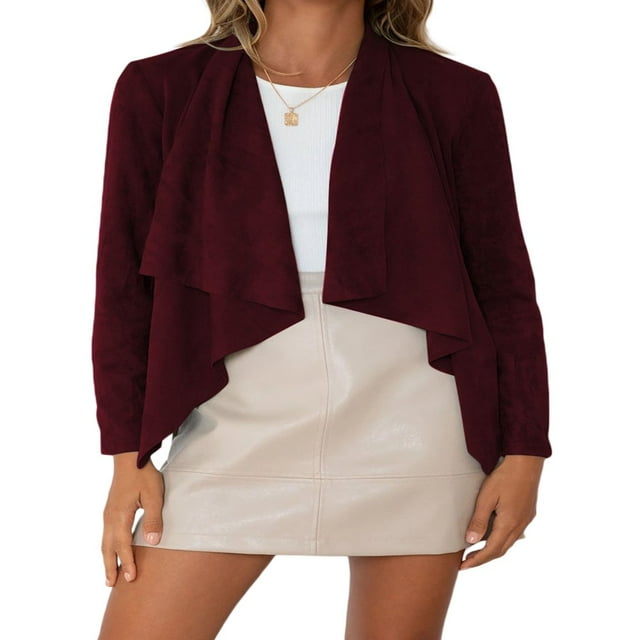 Women Casual Jacket Imitation Deerskin Velvet with Irregular Tailoring Solid Color Ruffle Fall Clothing
