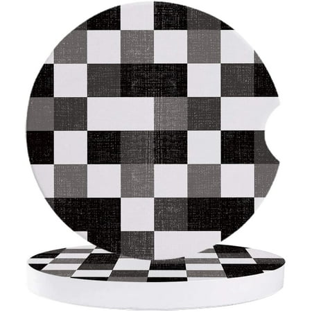 

FMSHPON Geometric Vintage Lattice Pattern Black and White Set of 6 Car Coaster for Drinks Absorbent Ceramic Stone Coasters Cup Mat with Cork Base for Home Kitchen Room Coffee Table Bar Decor