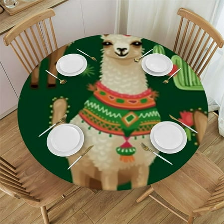 

Aniaml Round Fitted Tablecloth with Elastic Edged