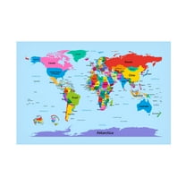 Trademark Fine Art Michael Tompsett Childrens World Map Canvas Wall Art - 16x24